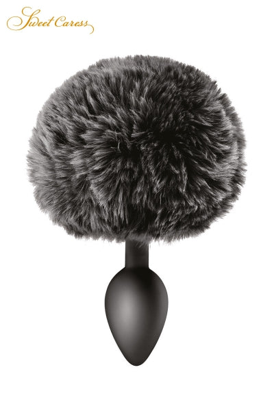 Plug queue de lapin - noir Sweet Caress