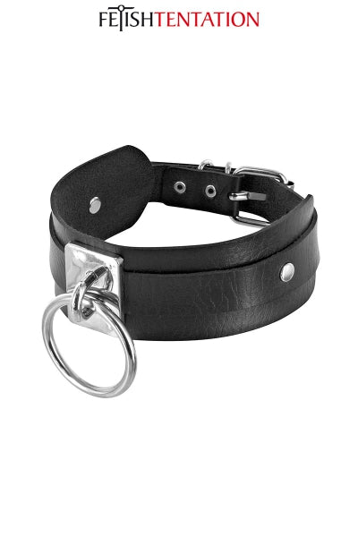 Collier BDSM large avec anneau - Fetish Tentation Fetish Tentation