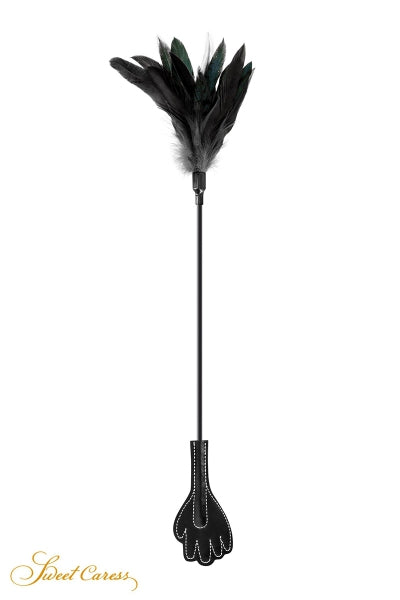 Mini cravache main avec plumes noires - Sweet Caress Sweet Caress