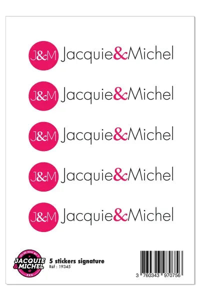5 stickers Jacquie et Michel signature Jacquie & Michel