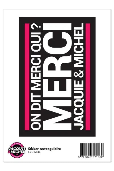 Grand sticker J&M rectangle noir Jacquie & Michel
