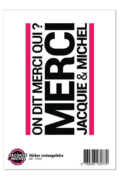 Grand sticker J&M rectangle blanc Jacquie & Michel