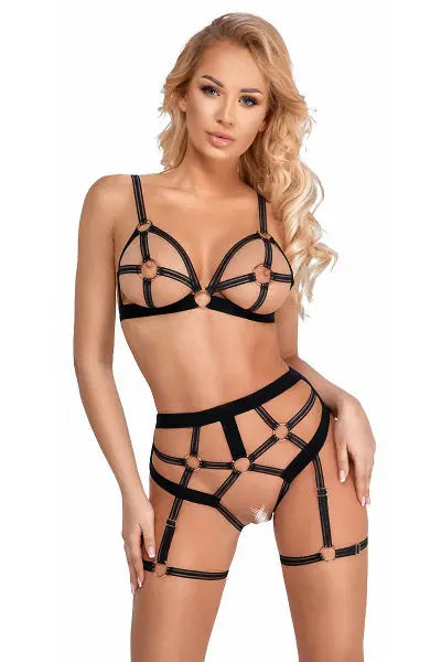 Set lingerie BDSM harnais noir - Cotelli Lingerie Cotelli Lingerie