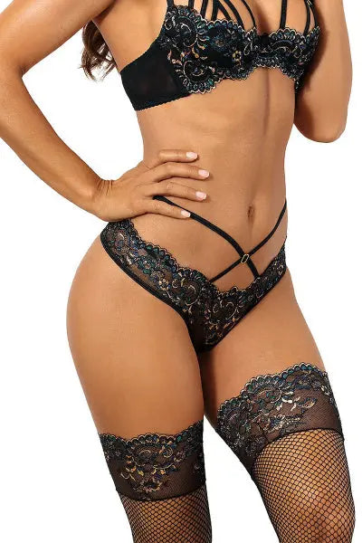 String dentelle Noir V-10368 - Axami Axami