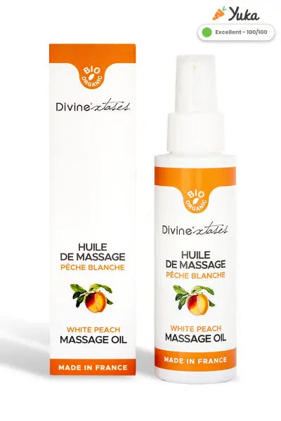 Huile de massage gourmande BIO pêche blanche Divinextases