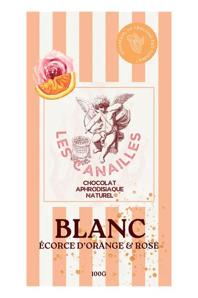 Chocolat blanc écorce d'orange et rose - Tablette 100g - Les canailles Les canailles