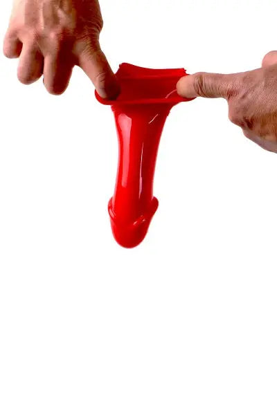 Gaine de pénis semi-réaliste rouge 19x4,5 cm - Zizi Zizi