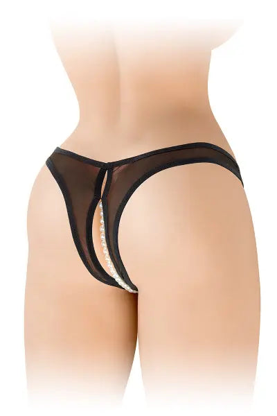 String ouvert avec perles Sophie - noir Fashion Secret