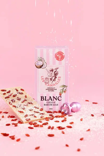Chocolat blanc coco et baie de goji - Tablette 100g - Les canailles Les canailles