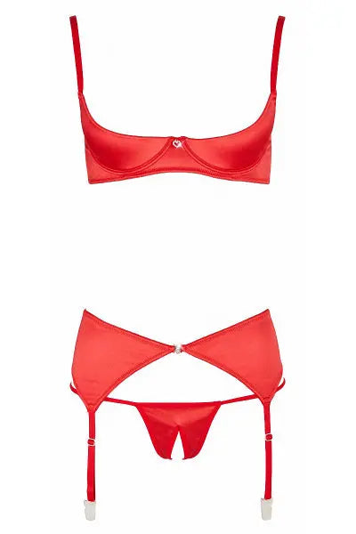 Ensemble lingerie 3 pièces ouvert rouge - Cottelli Lingerie Cotelli Lingerie