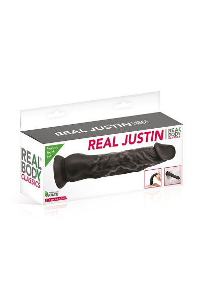 Gode réaliste 21 cm noir  - Real Justin Real Body