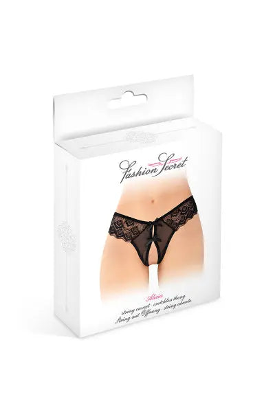 String ouvert Alicia noir - Fashion Secret Fashion Secret