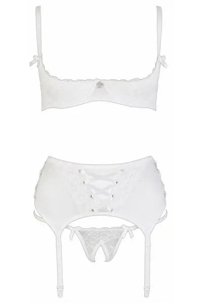 Ensemble lingerie 3 pièces ouvert blanc - Cottelli Lingerie Cotelli Lingerie