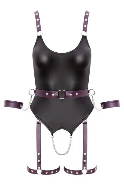 Body à jarretelles ouvert avec menottes - Cottelli Bondage Cotelli Bondage