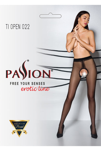 Collants ouverts couture TI022 - noir - intenseplaisir