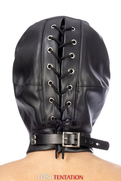 Cagoule BDSM simili cuir avec baillon amovible - Fetish Tentation Fetish Tentation
