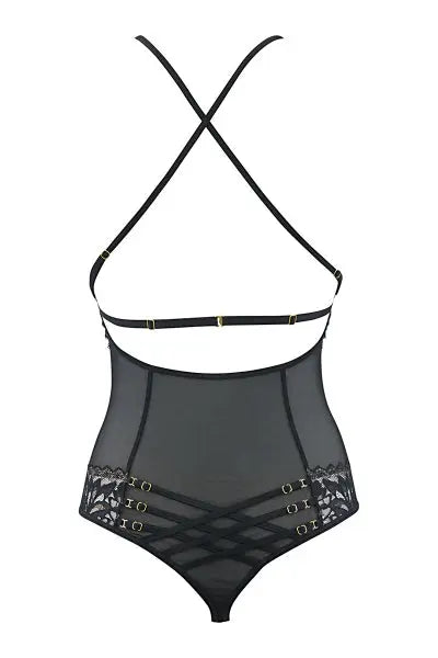 Body string tulle et dentelle noir V-10100 - Axami Axami