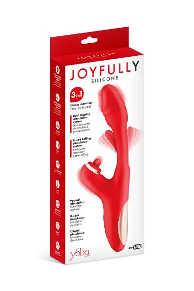 Vibromasseur rabbit 3-en-1 Joyfully rouge - Yoba Yoba