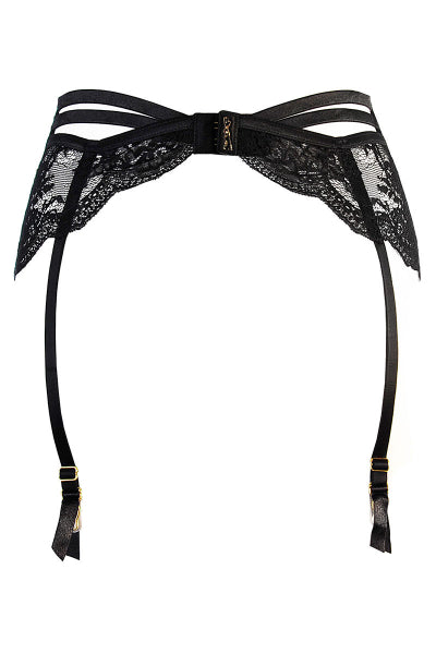 Porte-jarretelles tulle et dentelle noir V-10712 - Axami