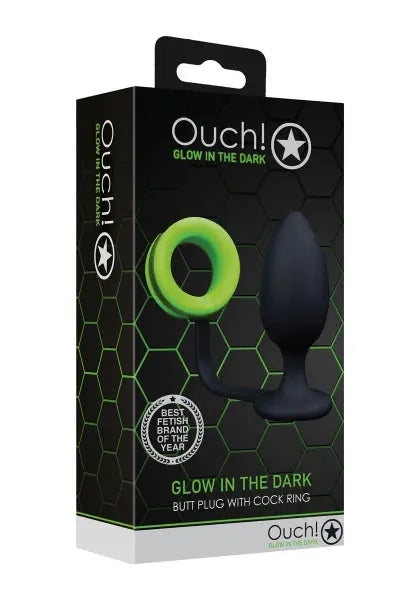 Plug avec cockring phosphorescent - Ouch Ouch!