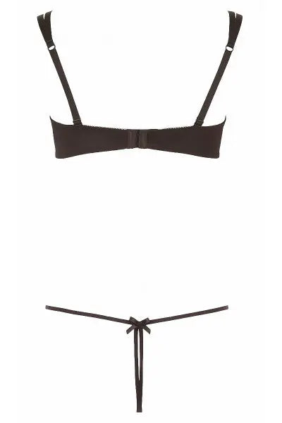 Ensemble dentelle string ouvert et seins nus noir - Cottelli Lingerie Cotelli Lingerie