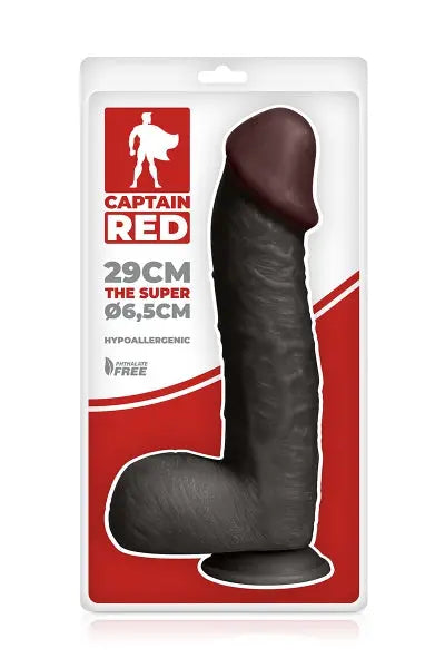 Gode XXL The Super Black 29 x 6,5 cm Captain red