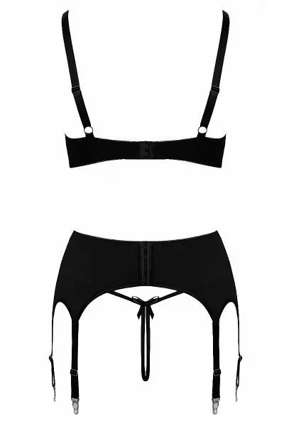 Ensemble coquin ouvert 3 pièces gris - Cottelli Lingerie Cotelli Lingerie