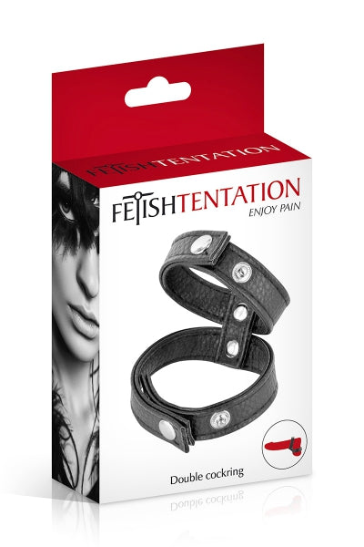 Double cockring simili cuir - Fetish Tentation Fetish Tentation
