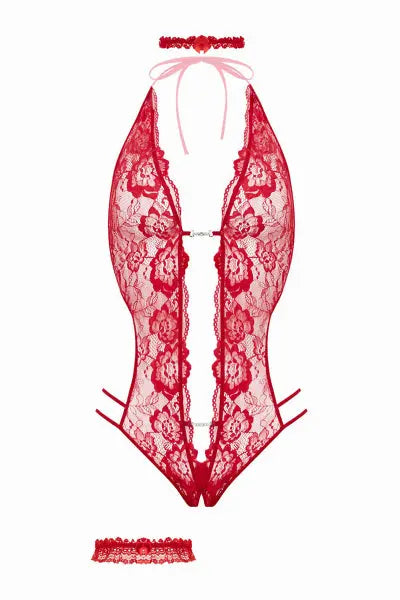 Ensemble body ouvert Renee rouge - Christine Christine