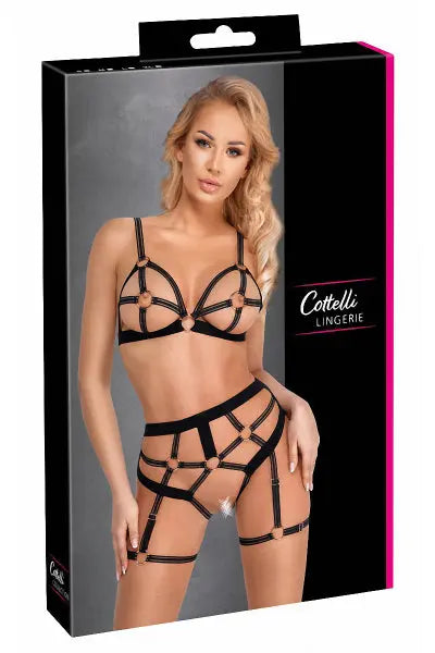 Set lingerie BDSM harnais noir - Cotelli Lingerie Cotelli Lingerie