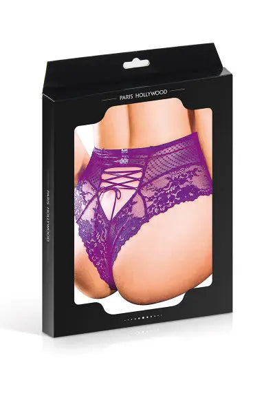 Tanga sexy pourpre à laçage Paris Hollywood