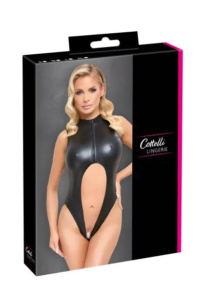 Body noir ouvert à l'entrejambe - Cotelli Lingerie Cotelli Lingerie